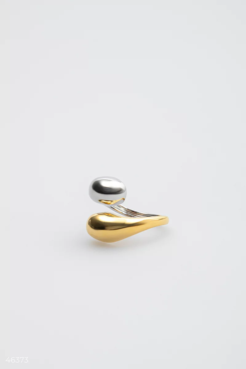 Золотисто-серебристое кольцо Инь Янь фотография 4