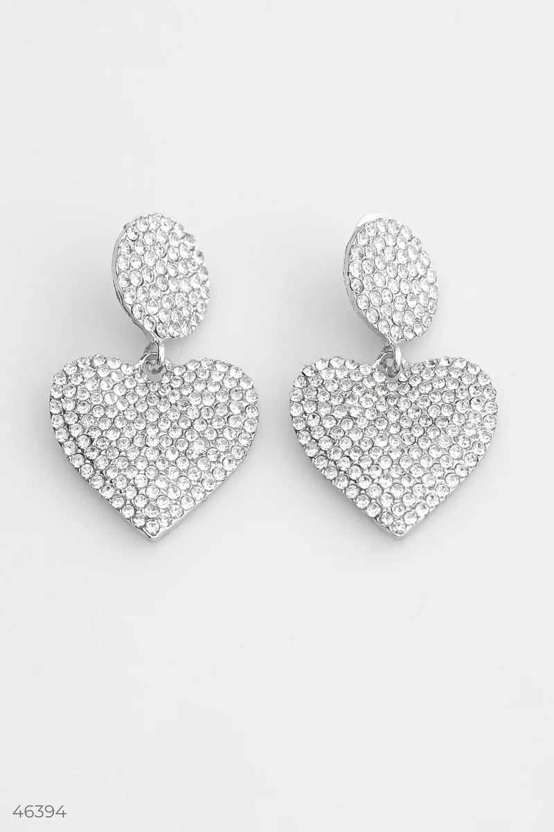 Сріблясті сережки з підвіскою-серце фотографія 2