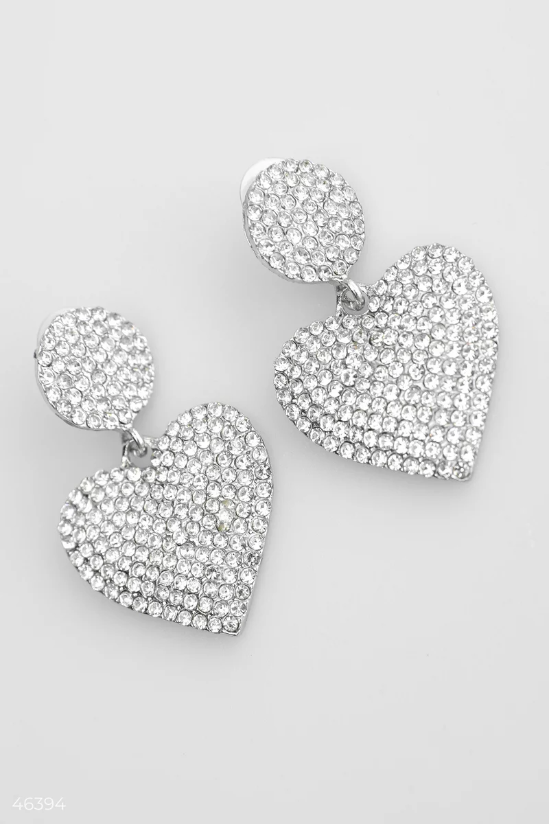 Silver earrings with a heart pendant photo 3