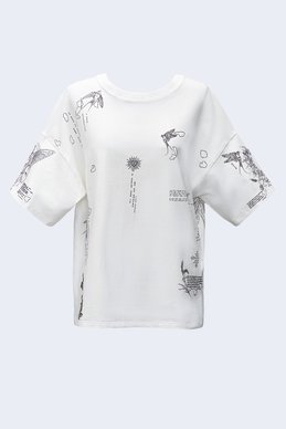 Біла футболка оверсайз з принтом Душа