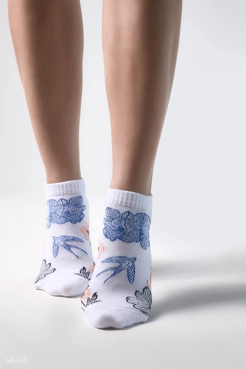 White short socks with Dusha print photo 1