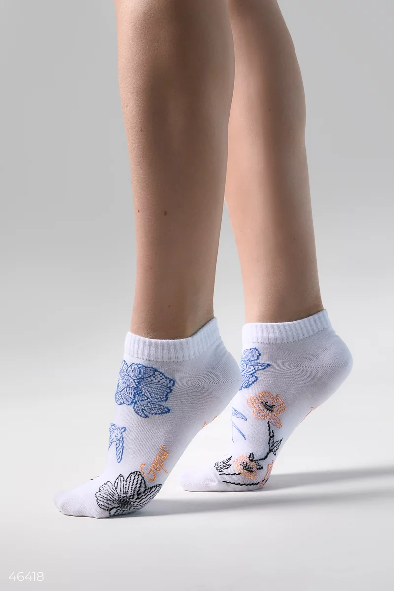 White short socks with Dusha print photo 2
