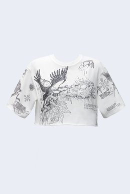 Белая кроп-футболка с принтом Душа