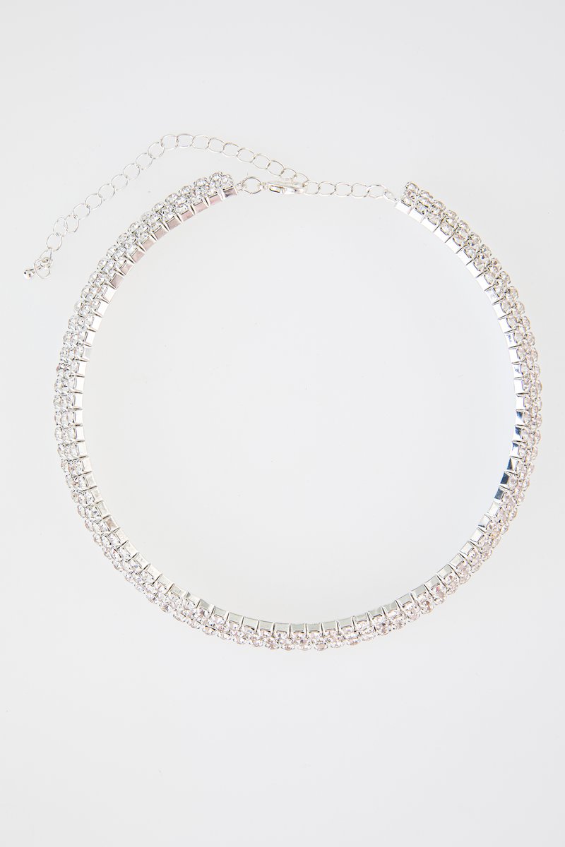 

Ефектний сріблястий чокер зі стразами