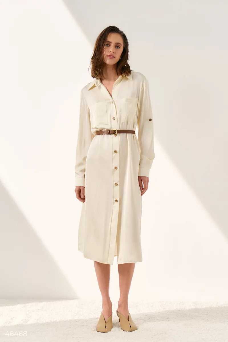 Milk midi dress with buttons photo 3