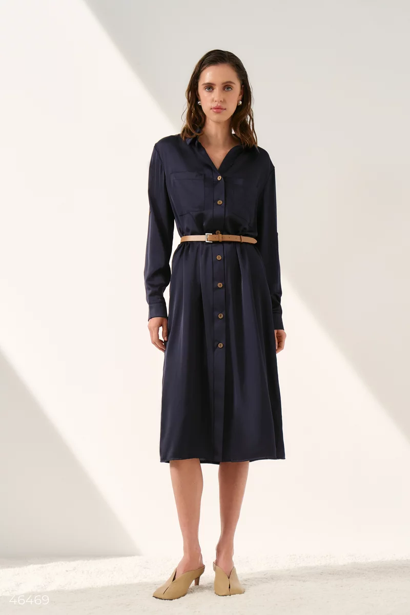 Blue midi dress with buttons photo 4