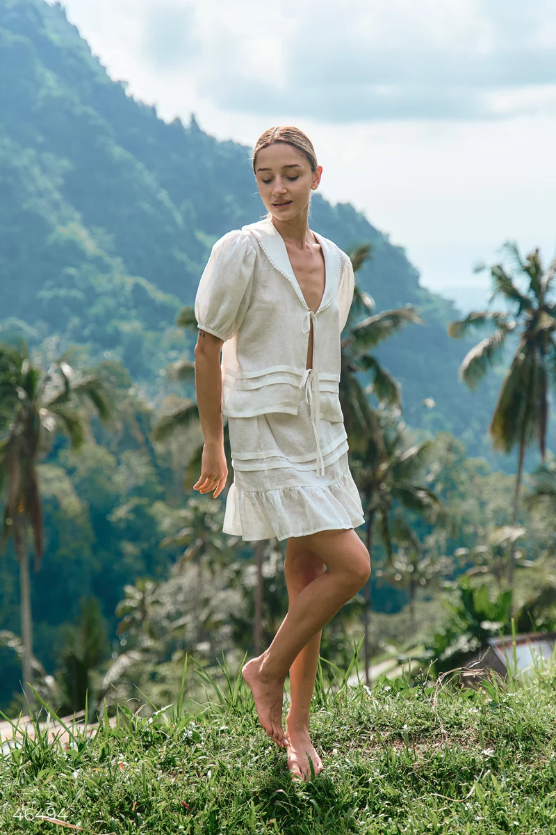 Milk suit made of natural linen with a skirt photo 1