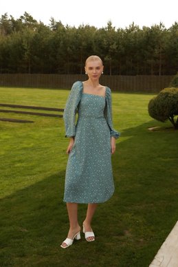 Блакитна сукня міді зі шнурівкою фотографія 1