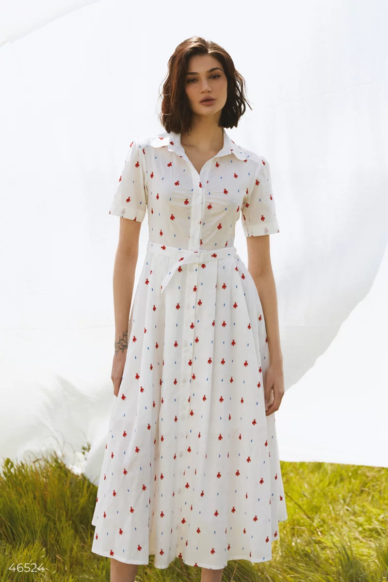 Milk midi dress with embroidered print photo 2