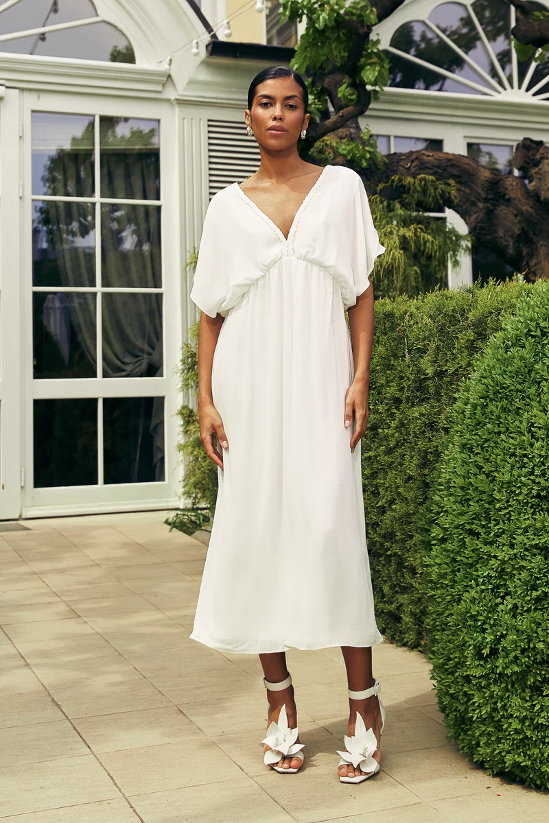 White chiffon maxi dress photo 1