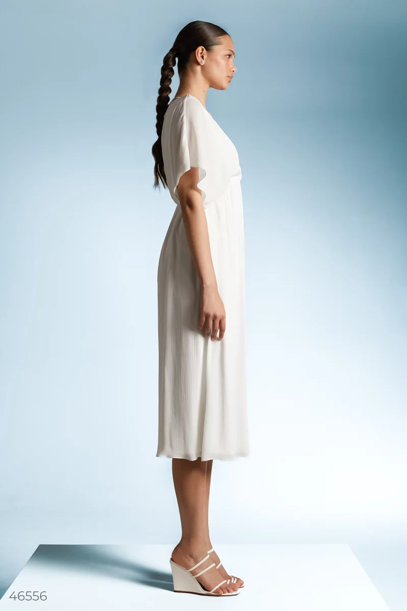 Белое шифоновое платье макси фотография 3
