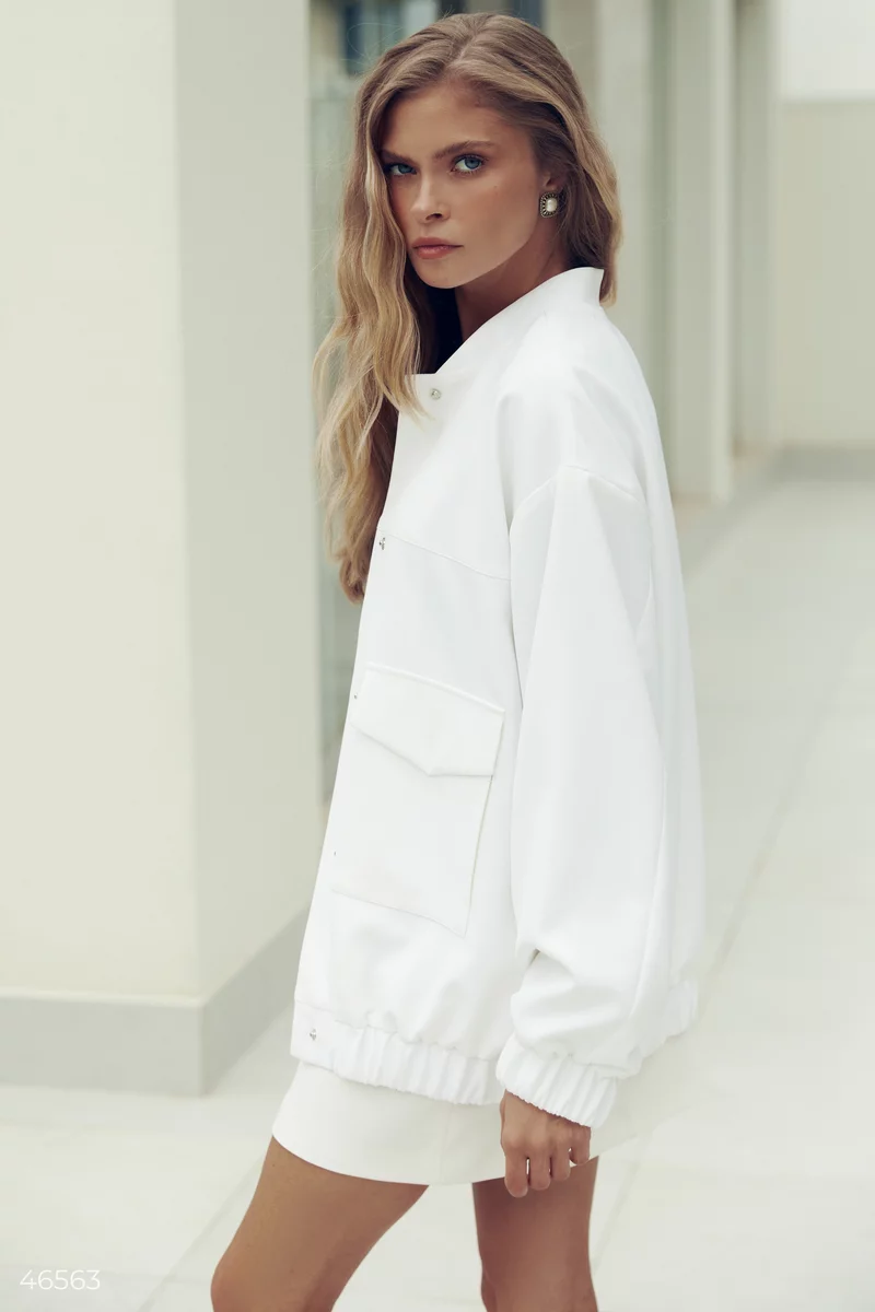 White elongated oversized bomber photo 4