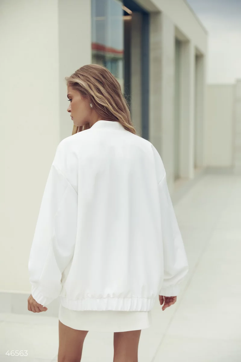 White elongated oversized bomber photo 5