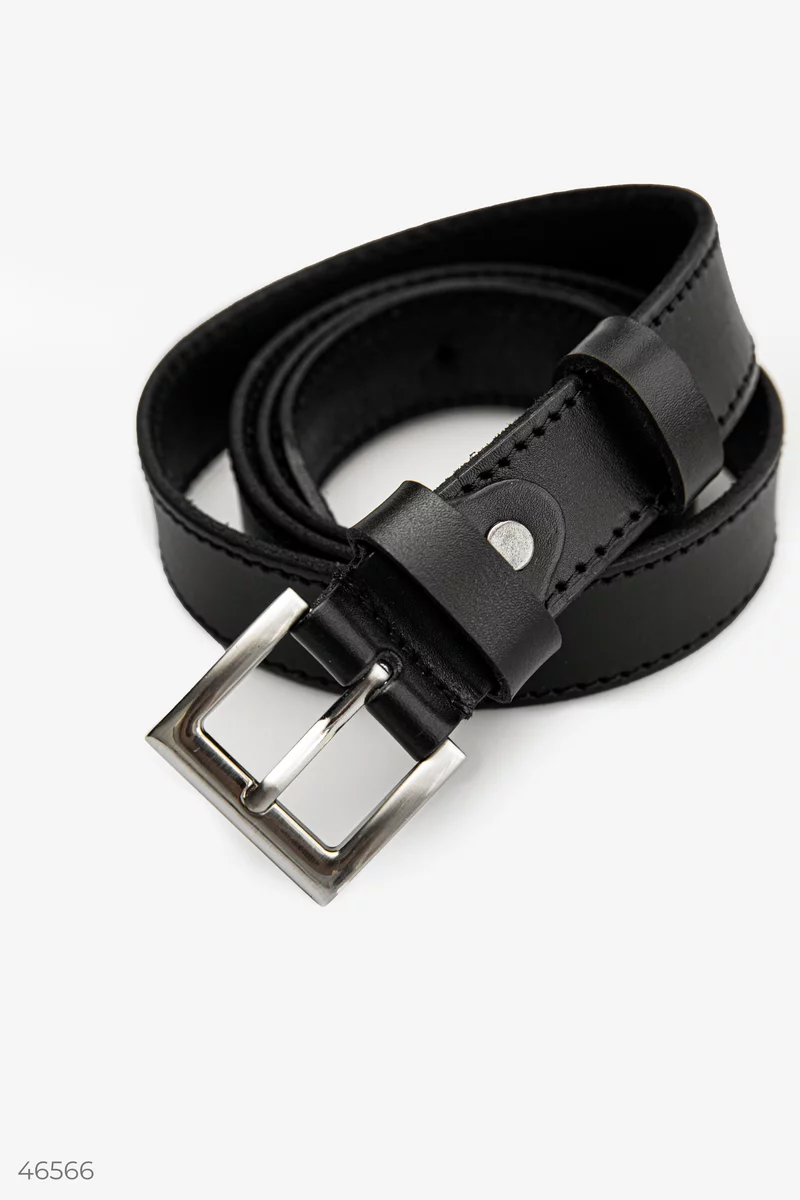 Genuine leather belt with rectangular buckle photo 2