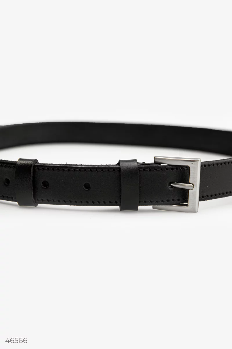Genuine leather belt with rectangular buckle photo 3