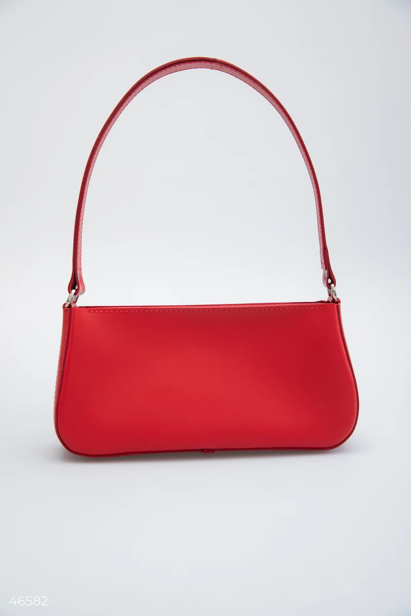 Red trapeze bag made of genuine leather photo 2