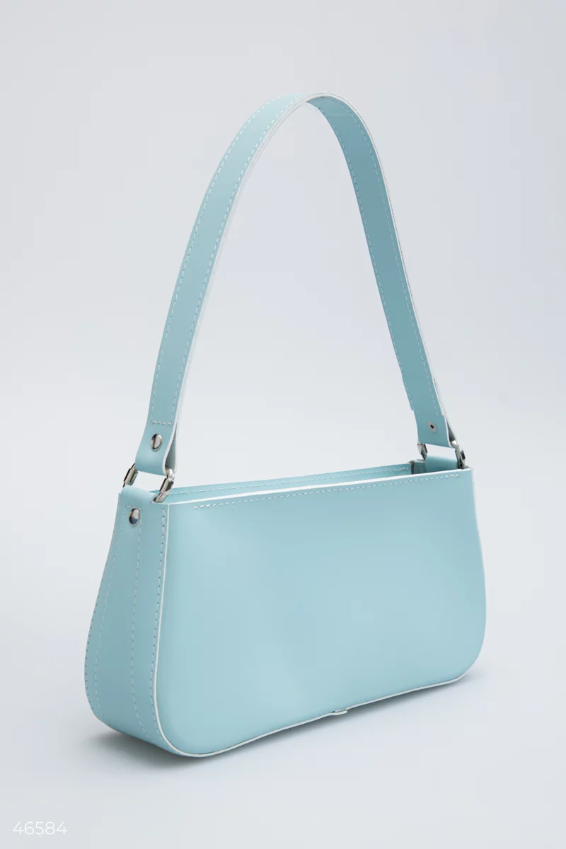 Blue trapeze bag made of genuine leather photo 2