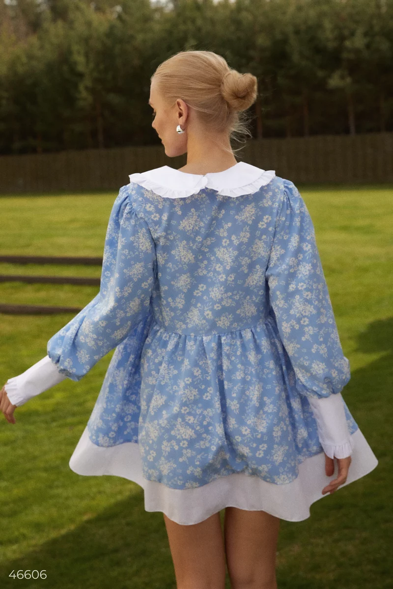 Блакитна сукня міні з контрастними вставками фотографія 5