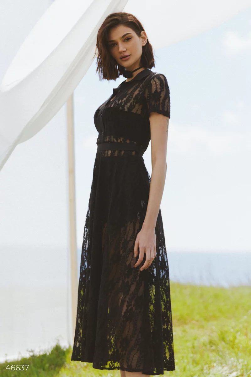 Black lace midi dress photo 2