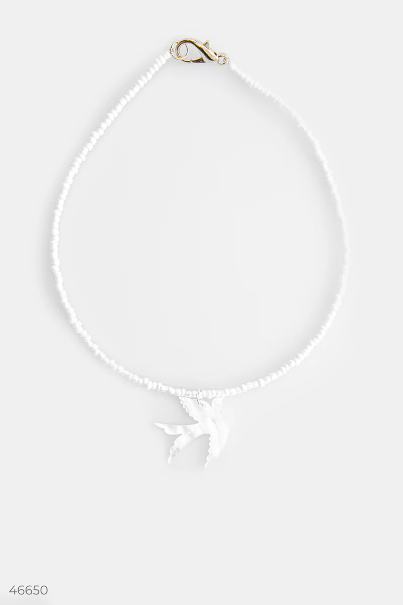 White choker with swallow pendant photo 4