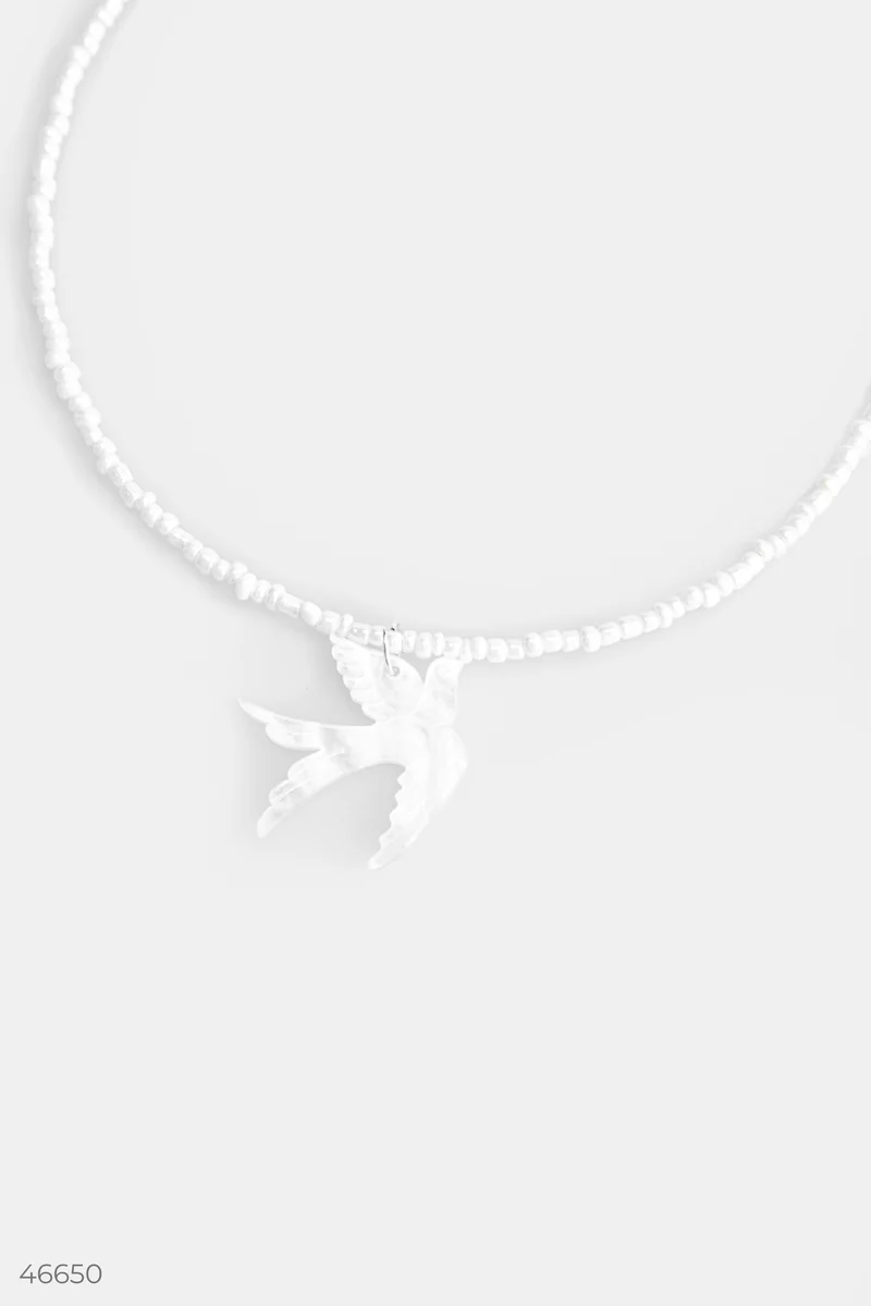 White choker with swallow pendant photo 5