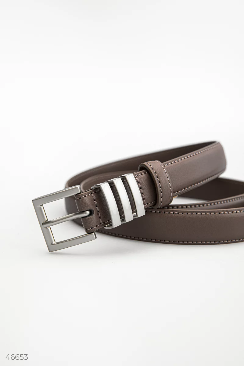 Black leather belt with a square buckle photo 1