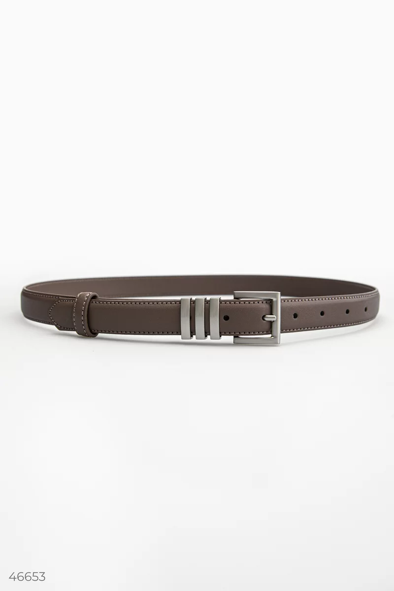 Black leather belt with a square buckle photo 2