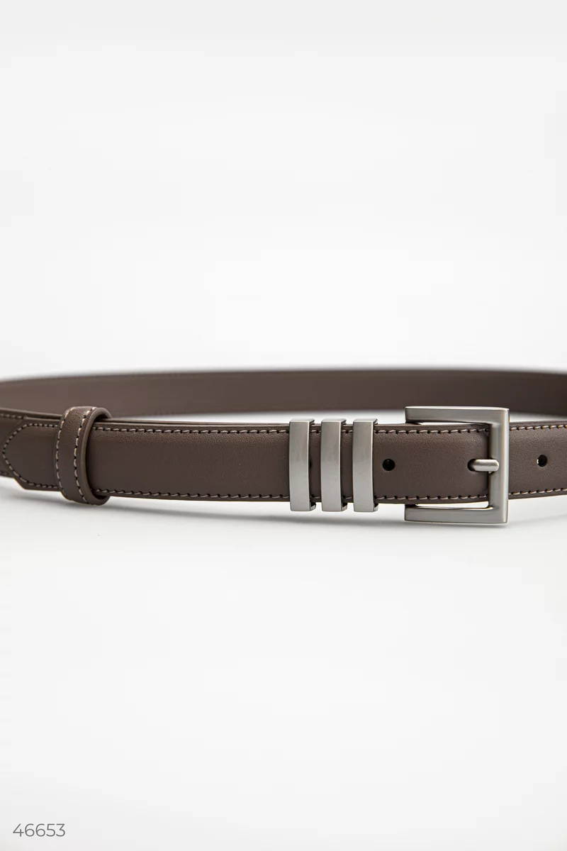 Black leather belt with a square buckle photo 3