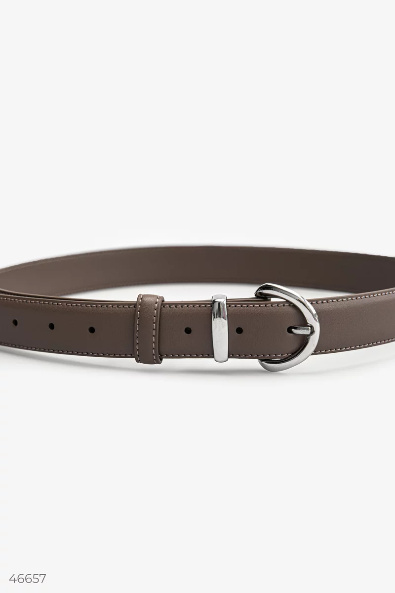 Powder leather belt with rounded buckle photo 1