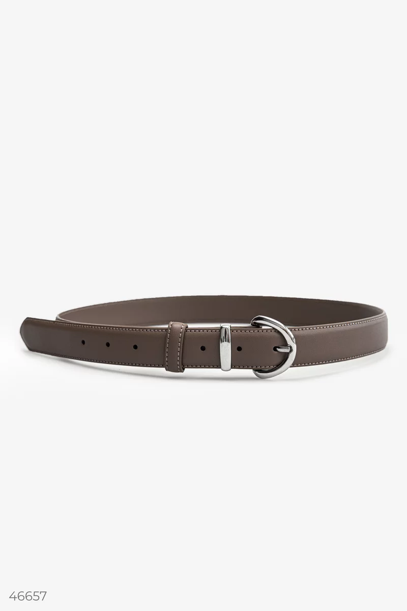 Powder leather belt with rounded buckle photo 3