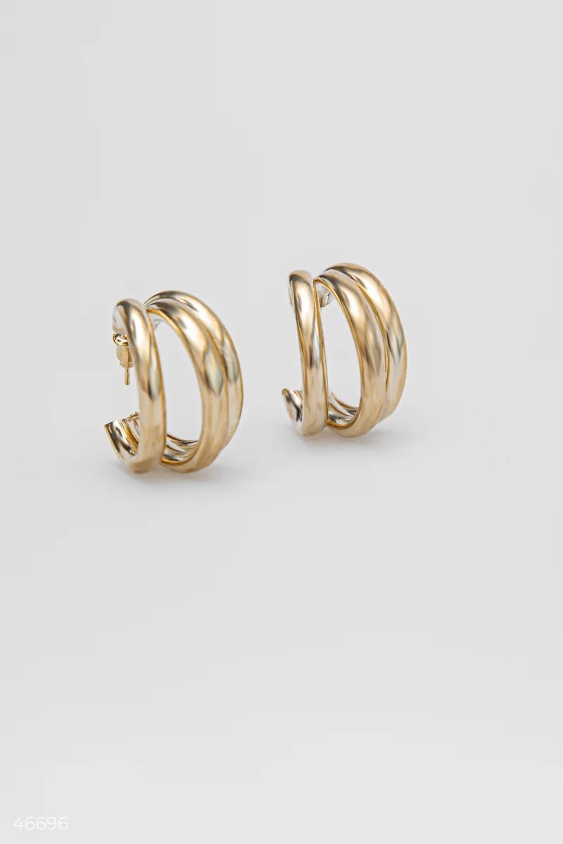 Golden earrings triple rings photo 5