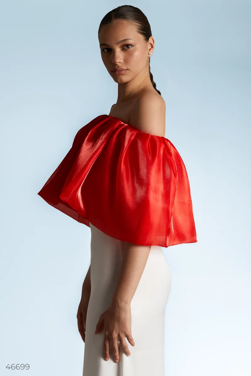 Red bandeau top made of organza photo 3