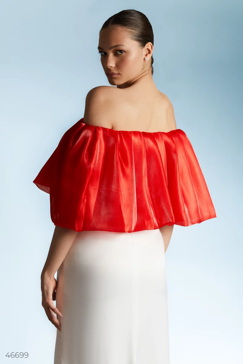 Red bandeau top made of organza photo 4
