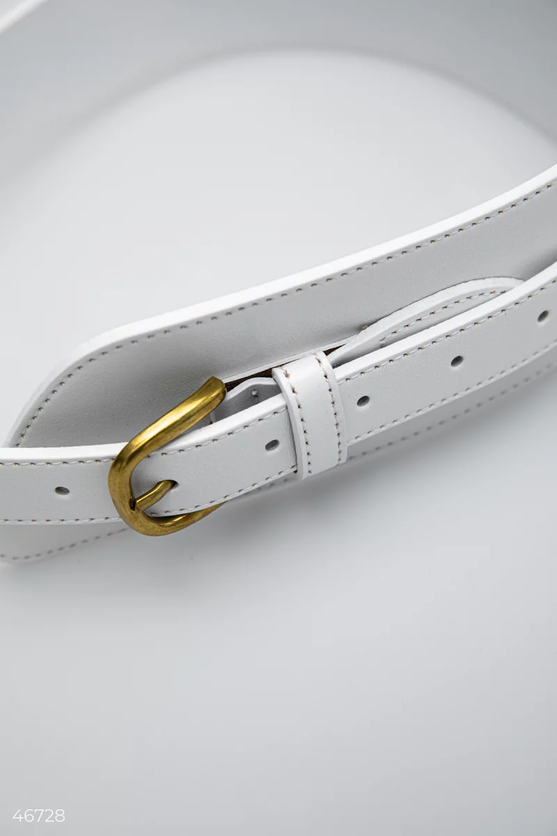 White wide leather corset belt photo 2
