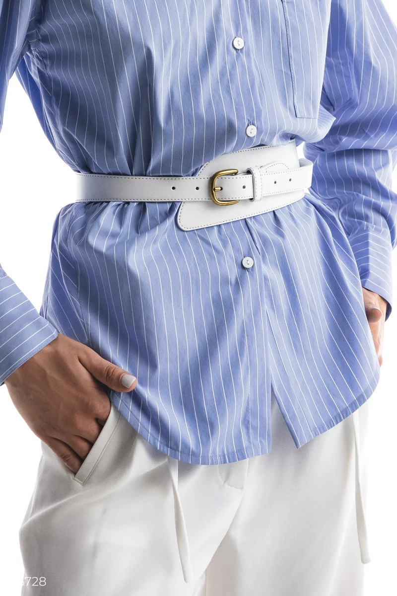 White wide leather corset belt photo 1