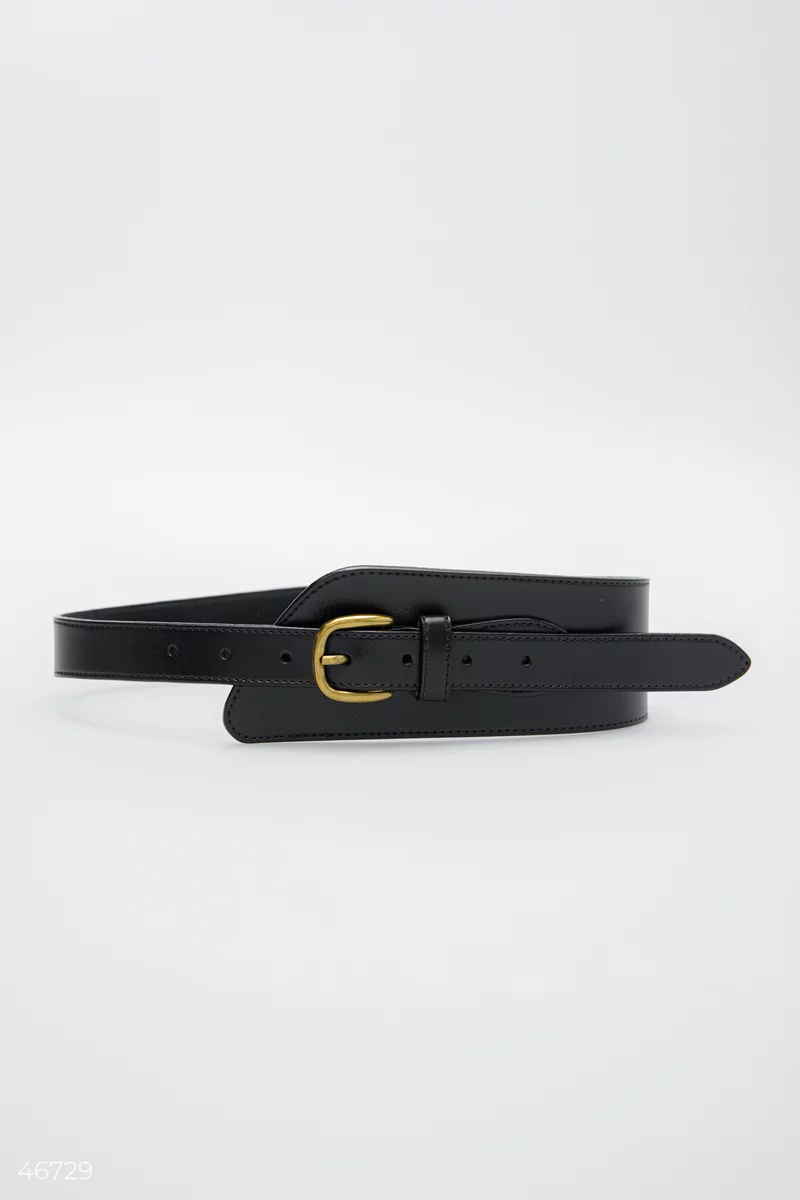 Black wide leather corset belt photo 1