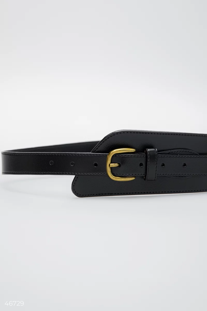 Black wide leather corset belt photo 2
