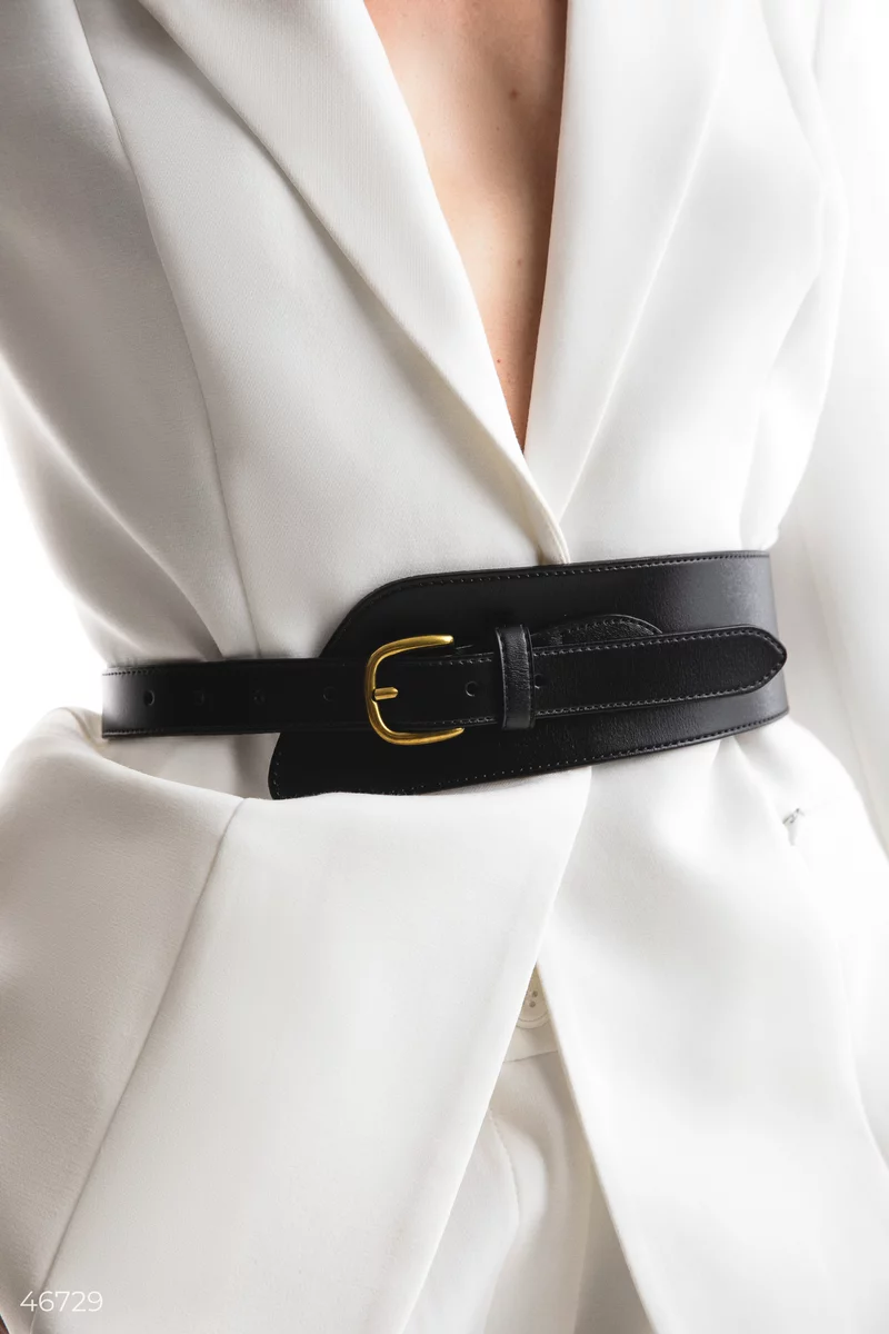 Black wide leather corset belt photo 4