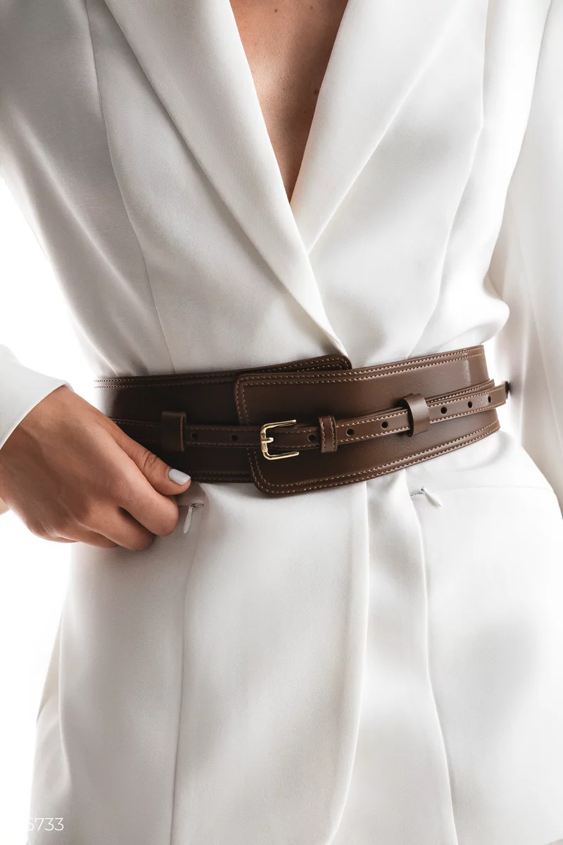 Brown leather belt-corset 2 in 1 photo 2