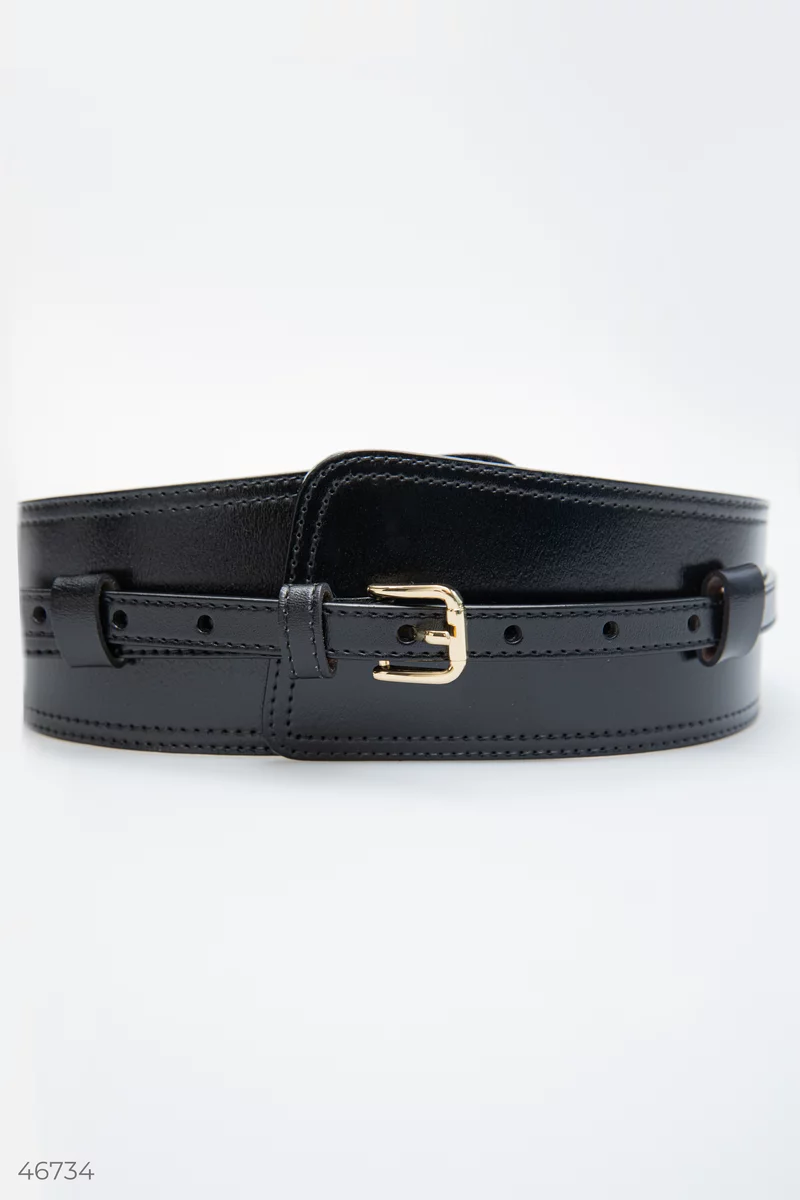Black leather belt-corset 2 in 1 photo 1