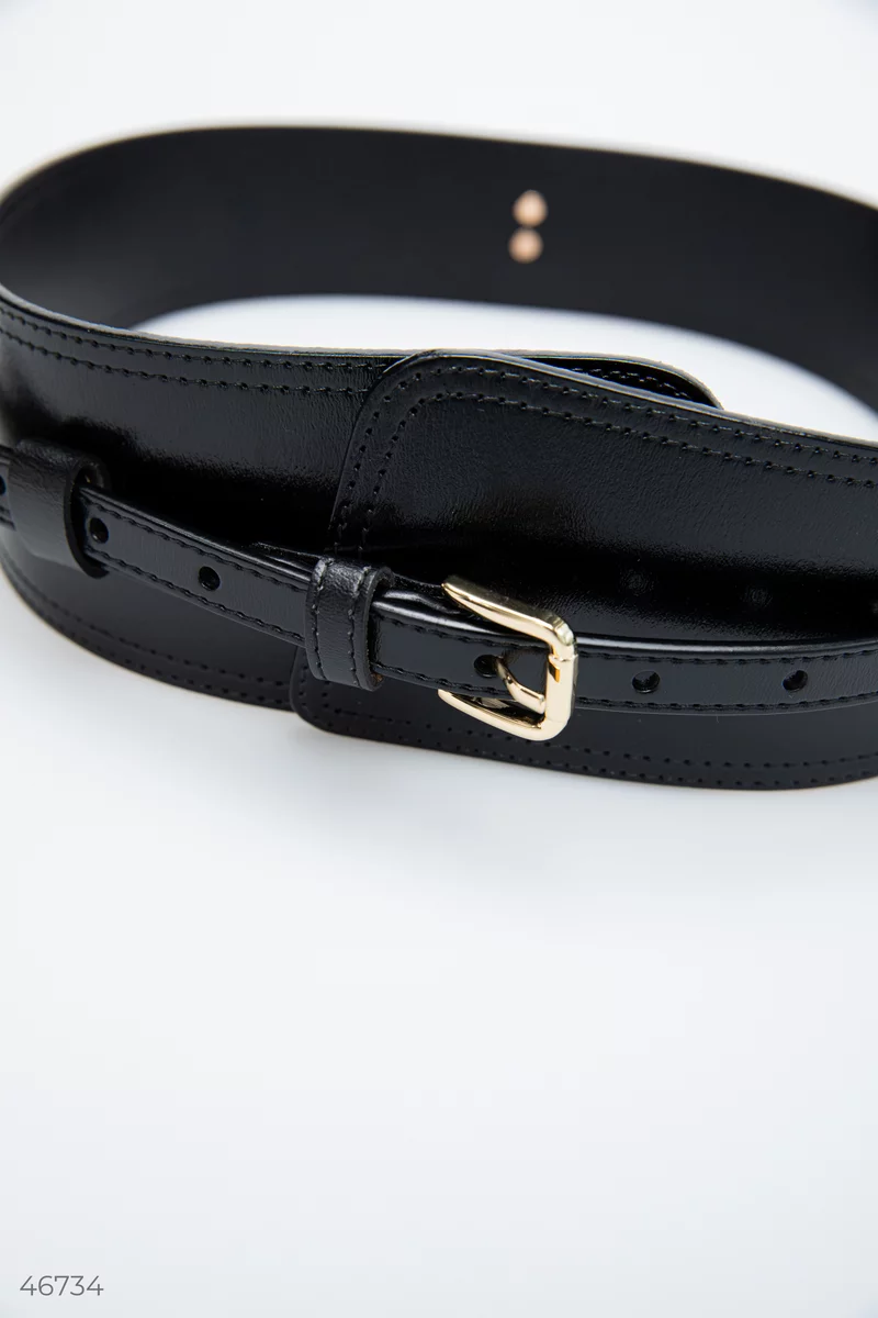 Black leather belt-corset 2 in 1 photo 3