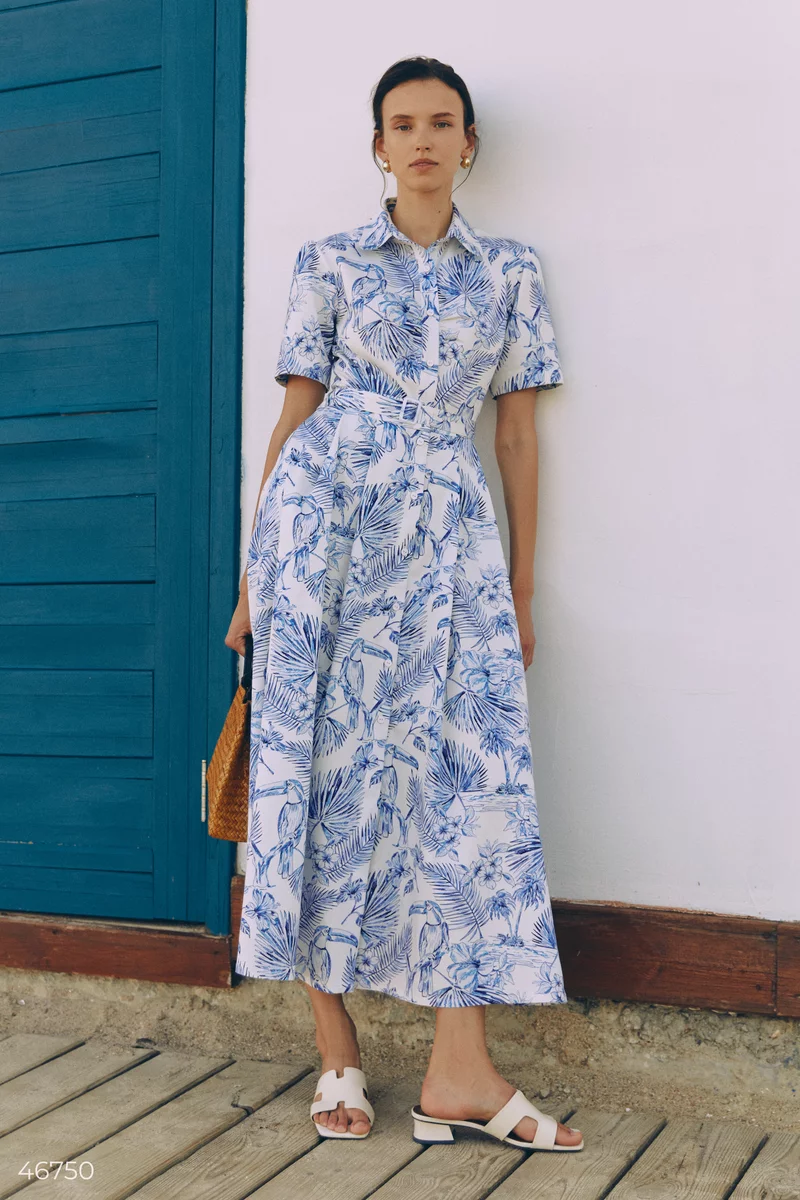 Maxi dress with designer toucan print photo 1