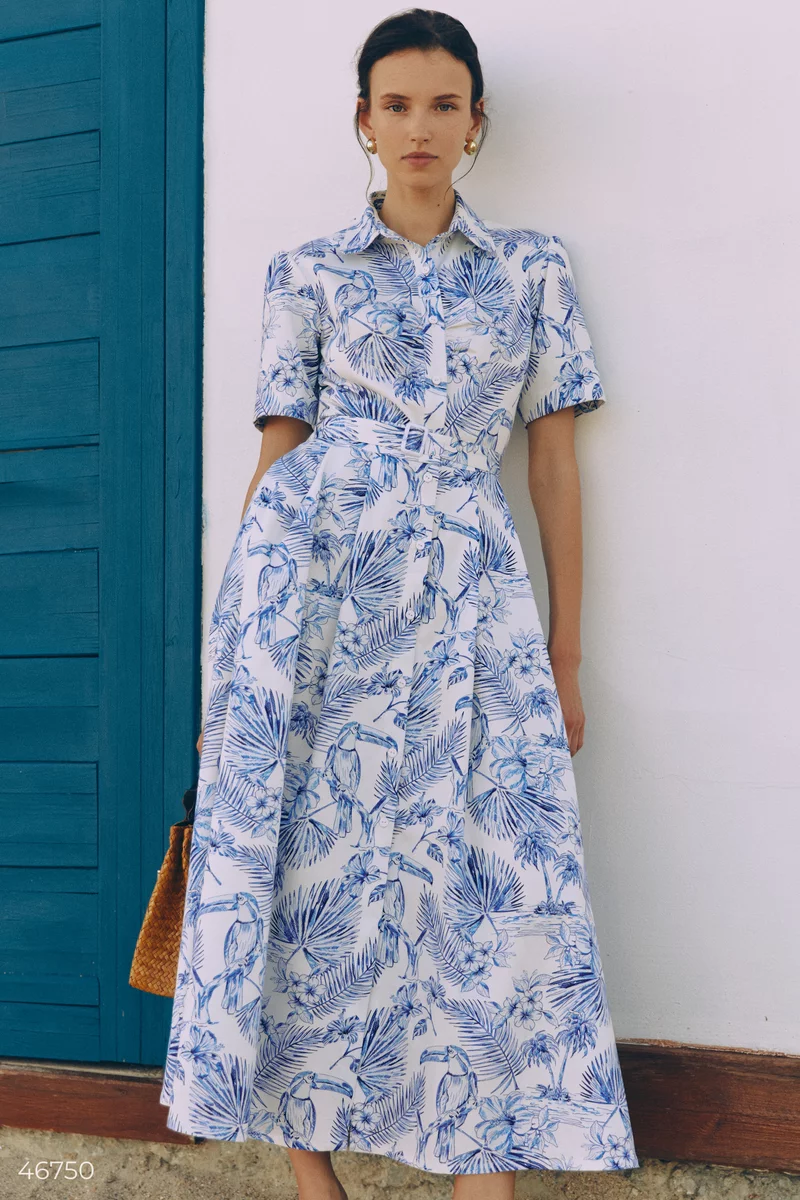 Maxi dress with designer toucan print photo 2