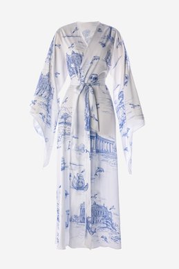 Молочное шелковое кимоно с поясом