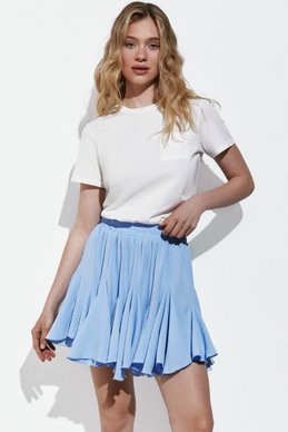 Голубая юбка мини с клиньями фотография 3