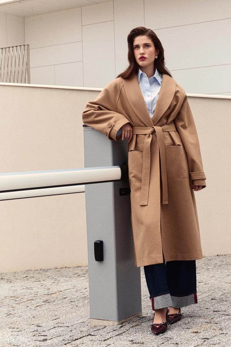 Long beige coat on sale