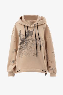 Бежевый худи оверсайз Душа на флисе