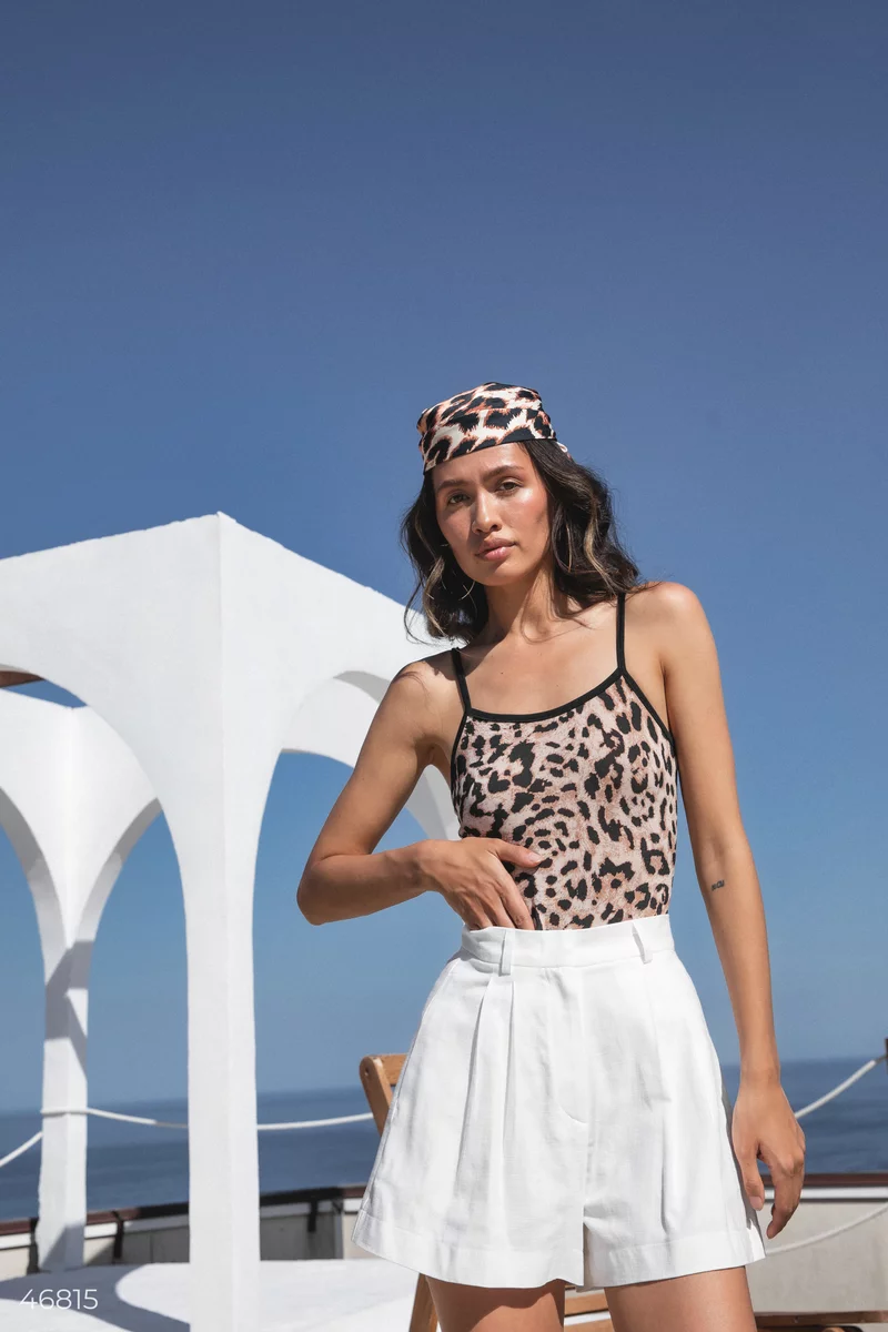 Leopard print bodysuit with thin straps photo 5