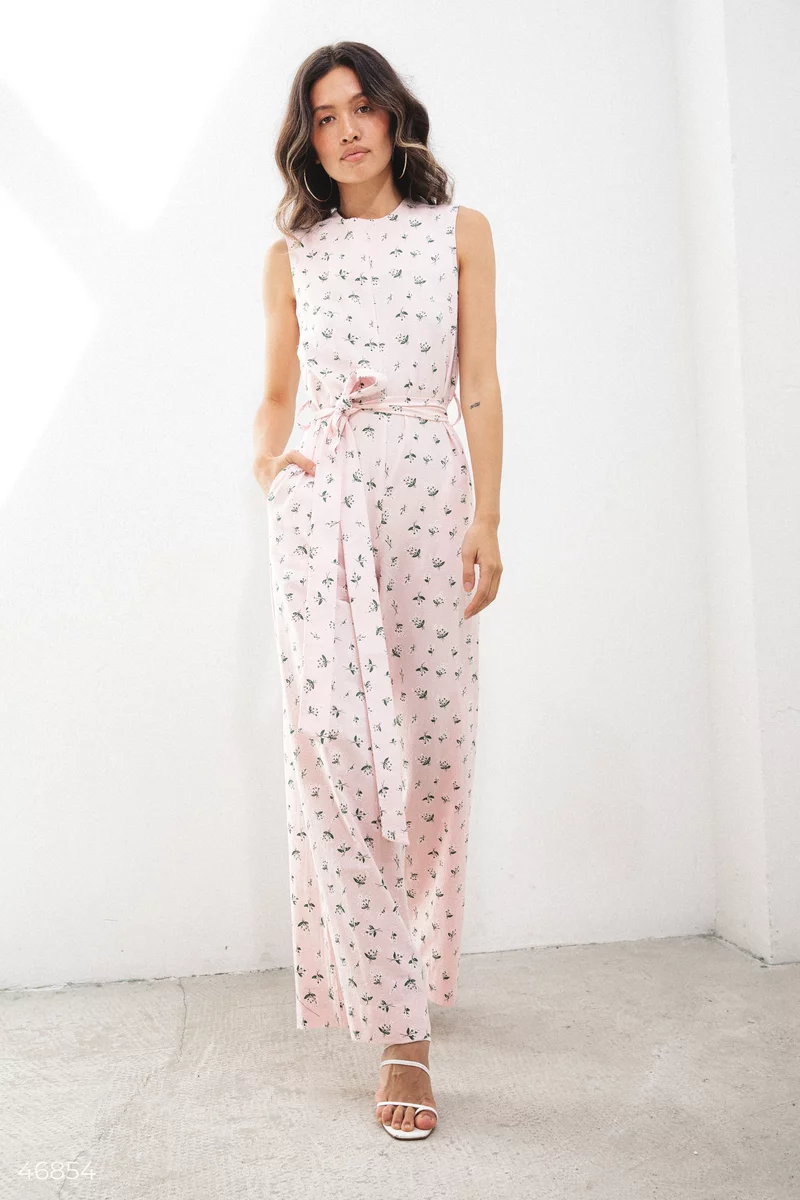 Pink jumpsuit with floral print photo 3