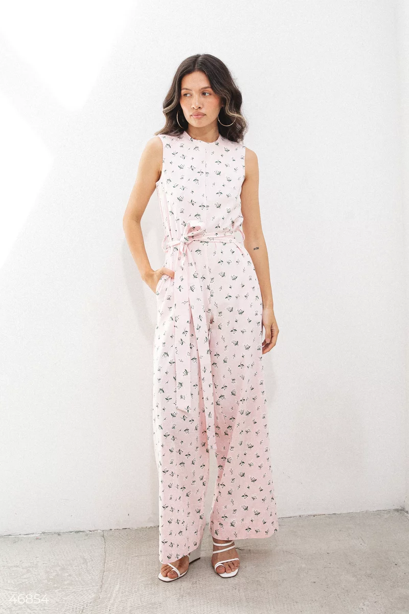 Pink jumpsuit with floral print photo 4